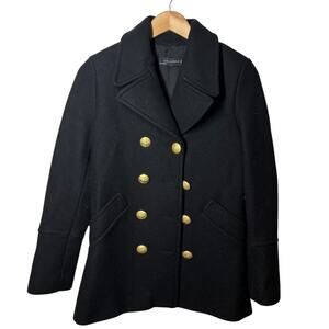 Zara Coat Women S Black Gold Double Breasted Buttons Old Money Preppy Military
